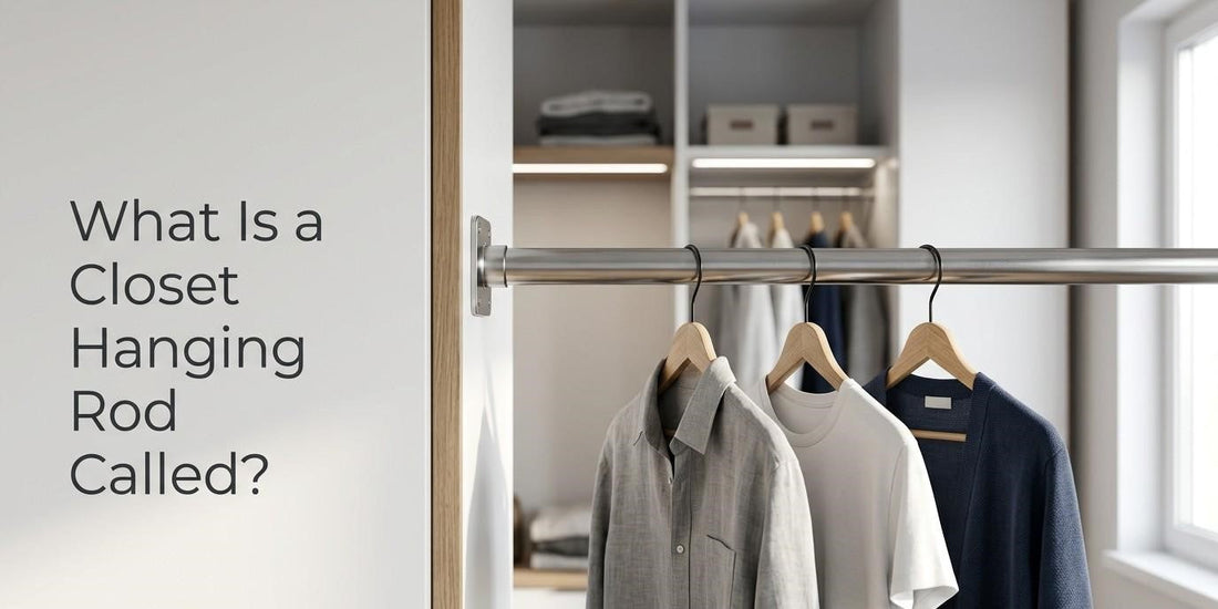 Closet hanging rod inside modern wardrobe showing how clothes are organized on a wardrobe rod