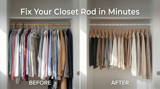 how to organize a closet rod with evenly spaced hangers before and after